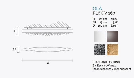 Lampa Sufitowa MASIERO OLA PL6 OV 160 Miedż