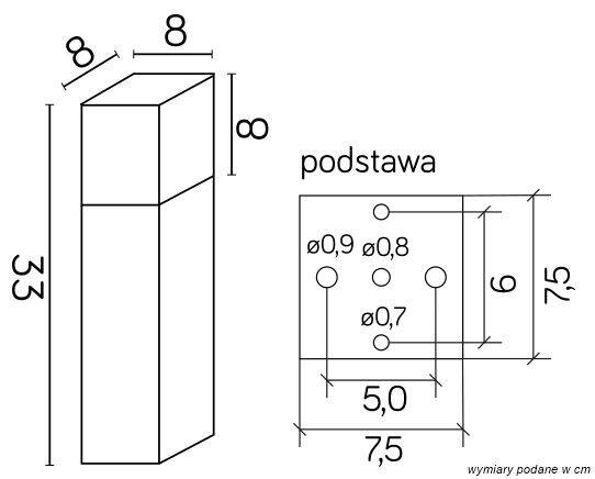 Słupek Oświetleniowy SU-MA Cube CB-330 BL