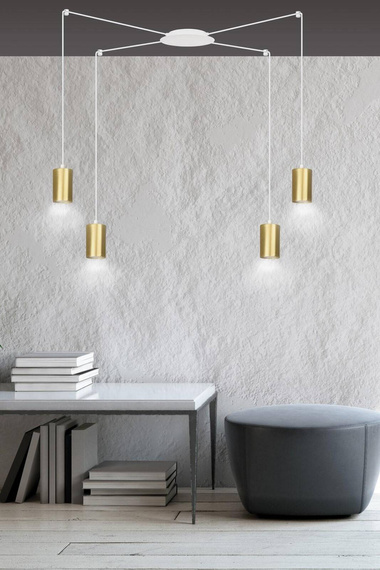 Wisząca lampa TRAKER 4 WH/GOLD biały-Złoty (527/4) - Emibig