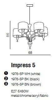 AZZARDO IMPRESS 5 1976-5P czarna Lampa Wisząca AZ0499