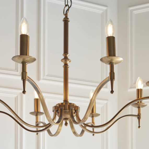 Interiors Lampa wisząca Stanford 8 Antyczny mosiądz CA1P8B