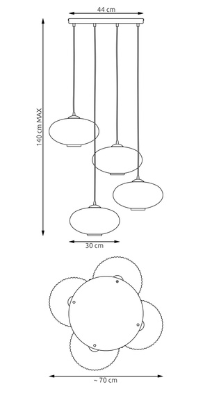 Lampa Wisząca Emibig Coco 4 Bl Prem Grafit (1377/4PREM)