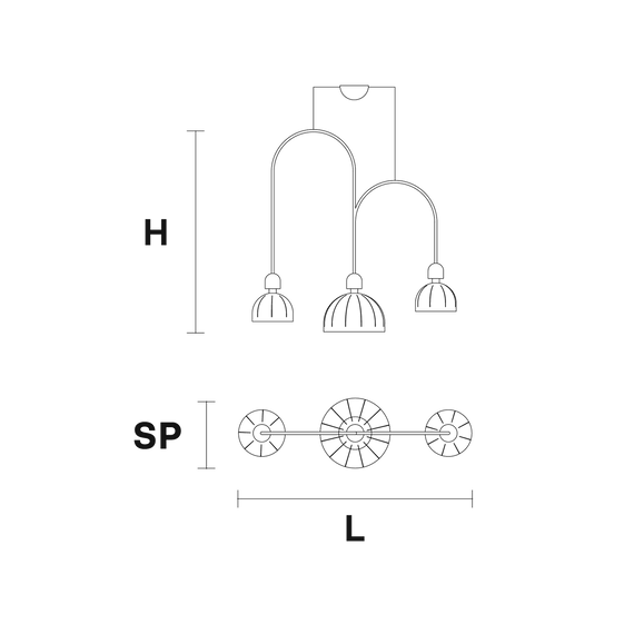 Lampa wisząca Masiero Cupolè BIL 3 niebieska