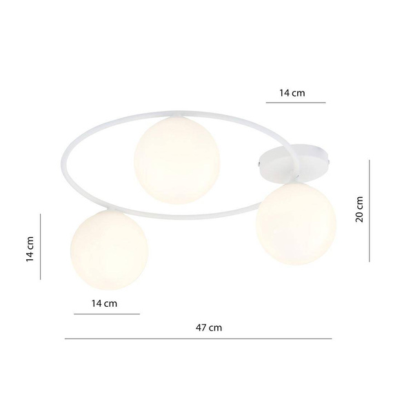 Sufitowy plafon SOPRA 3 WH OPAL biały (1258/3) - Emibig