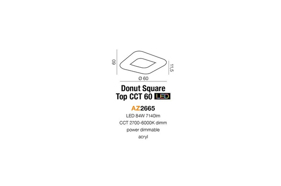 Oprawa sufitowa Azzardo Donut Square 60 AZ2665 z pilotem
