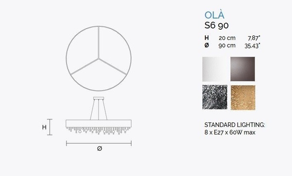 Lampa Wisząca Włoska Duża MASIERO Ola S6 90 biała