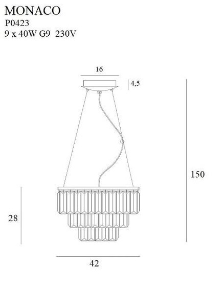 Żyrandol Złoty Maxlight Monaco P0423