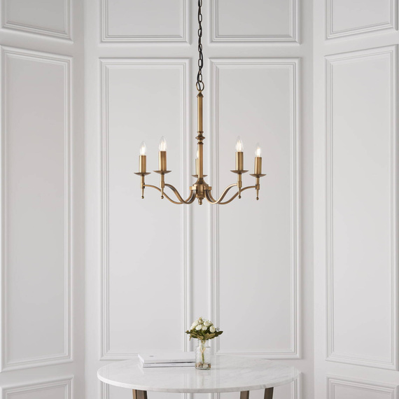 Interiors CA1P5B Lampa wisząca Stanford 5 E14 Antyczny mosiądz 