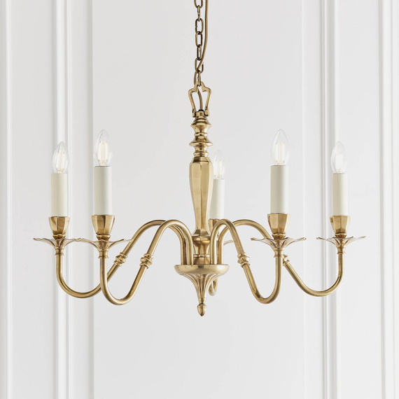 Interiors ABY1002P5 Lampa wisząca Asquith 5 Mosiądz
