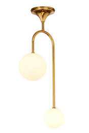 SELEN nowoczesny plafon złoty mosiądzowany 2-punktowy biały klosz 1940