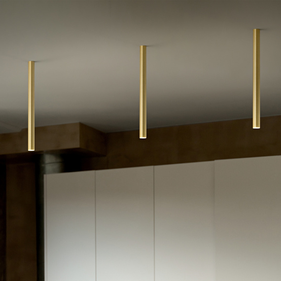 Lampa Sufitowa Ideal Lux Look Led Pl1 Round D30 H400 On-off Ottone 3000k  353326