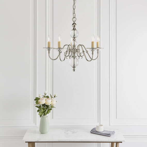 Interiors CA20P5N Lampa wisząca Tilburg 5 Polerowany Nikiel