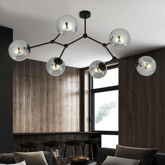 Sufitowy plafon SPACE 6 BLACK/GRAFIT czarny (1134/6) - Emibig