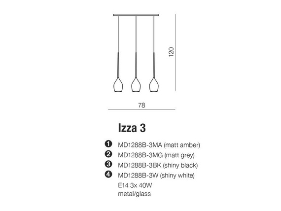 Oprawa sufitowa Azzardo Izza 3 Smoky