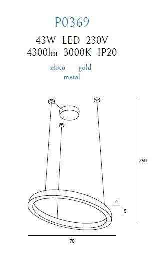Lampa wisząca złota MaxLight P0370D Luxury 110 cm