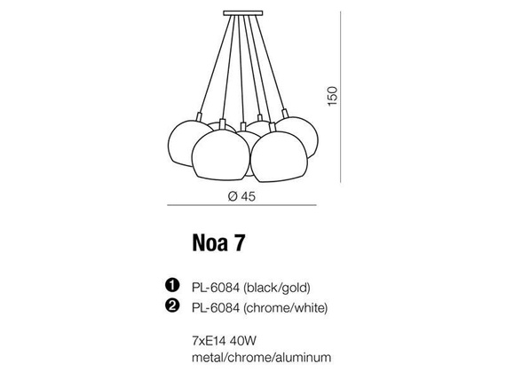 Lampa wisząca AZzardo Noa AZ1043CH/WH