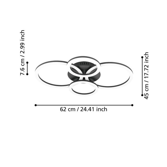 Lampa Sufitowa Eglo PARRAPOS-Z 900319 Czarna