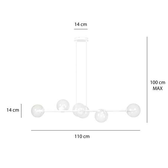 Wisząca lampa ROSSI 6 WH TRANSPARENT biały (877/6) - Emibig