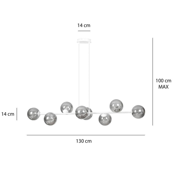 Wisząca lampa ROSSI 8 WH GRAFIT biały (878/8) - Emibig
