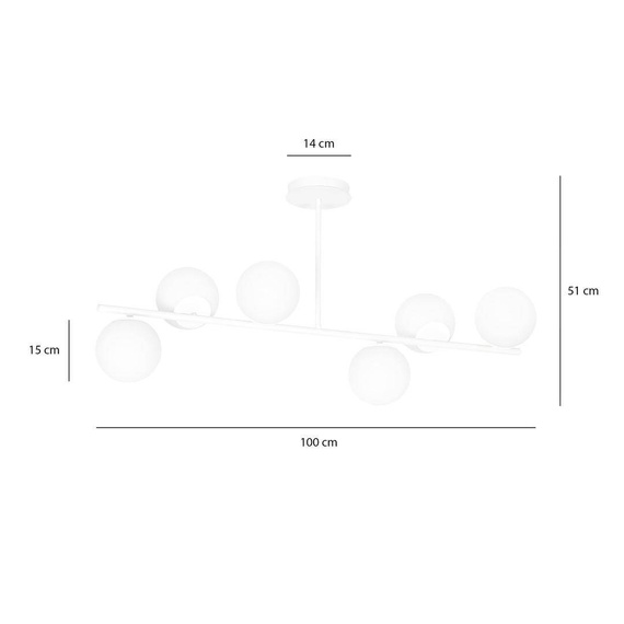 Sufitowy plafon BIOR 6 WHITE biały (1021/6) - Emibig