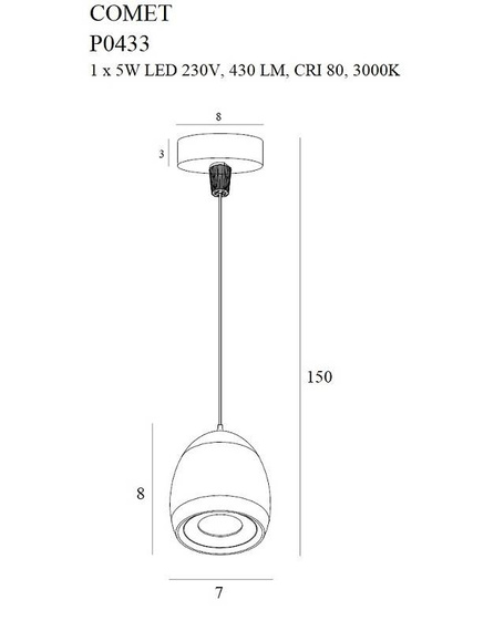 Zwis Ledowy Czarny MaxLight Comet Round P0433