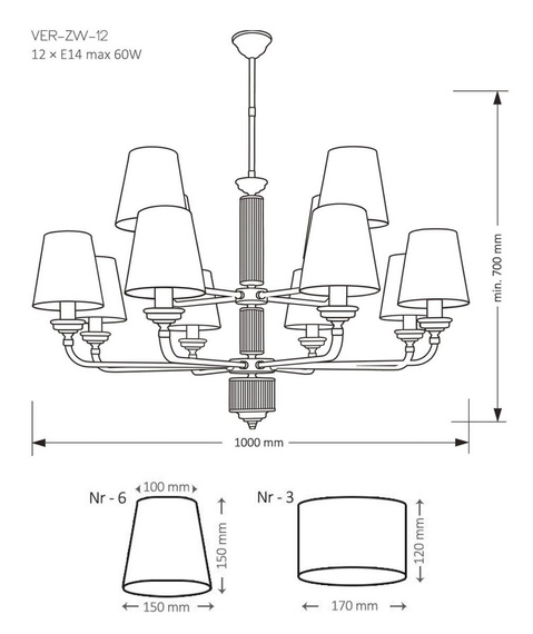 Lampa Wisząca Kutek Mood Verde VER-ZW-12(ZM)