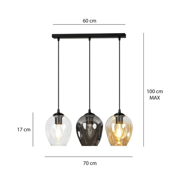 Wisząca lampa ISTAR 3 BL MIX czarny (678/3) - Emibig