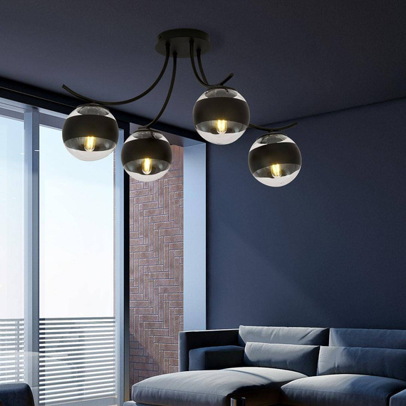 Sufitowy plafon BOSTON 4 BLACK/STRIPE czarny (1111/4) - Emibig