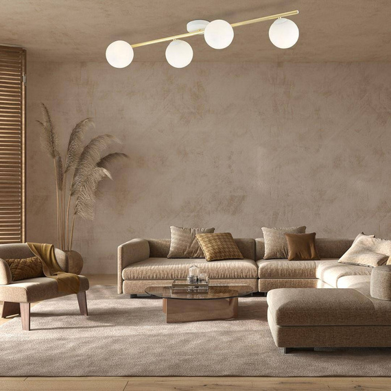 Sufitowy plafon SPLENDI 4 WH OPAL biały-Złoty (1249/4) - Emibig