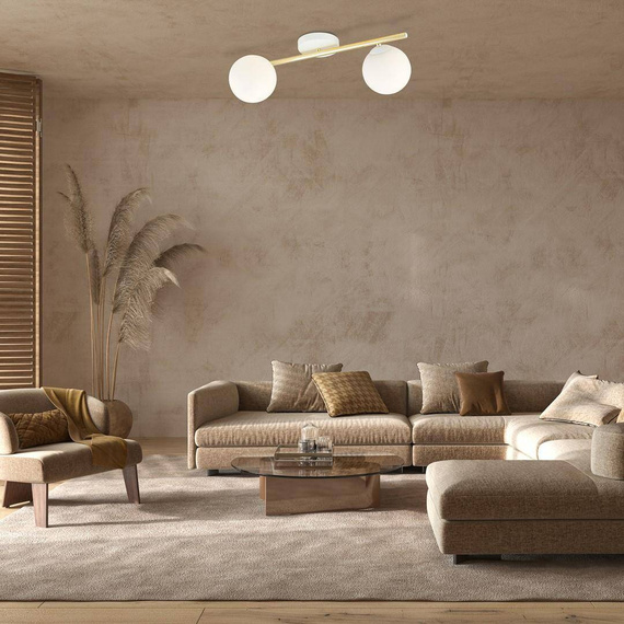 Lampa sufitowa SPLENDI 2 WH OPAL biały-Złoty (1249/2) - Emibig