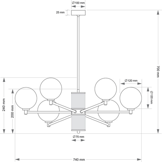 Lampa wisząca COM-ZW-6(BN/3)B Kutek Como 