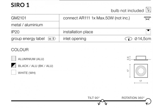 Oprawa do zabudowy w kolorze czarnym Siro 1 AZ2805 Azzardo