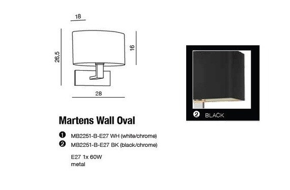 Martens AZ1556 czarny Lampa Ścienna Azzardo