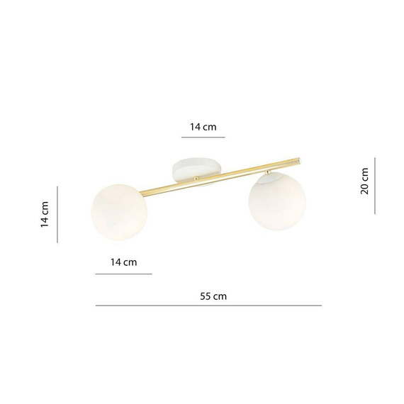 Lampa sufitowa SPLENDI 2 WH OPAL biały-Złoty (1249/2) - Emibig