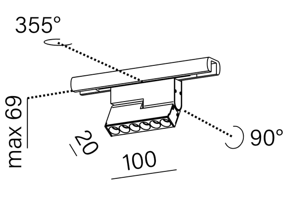 Aqform Lampa do szynoprzewodu 16454-M930-WW-00-12 Rafter mini points move LED microtrack