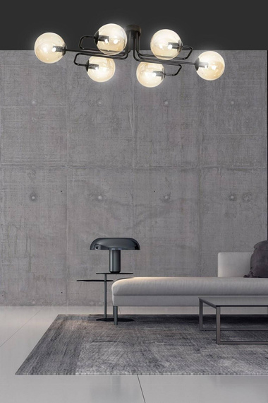 Sufitowy plafon BRENDI 6A BL MIODOWY czarny (833/6A) - Emibig