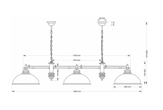 Lampa Bilardowa Kutek Lido LID-ZWL-3(P)GR
