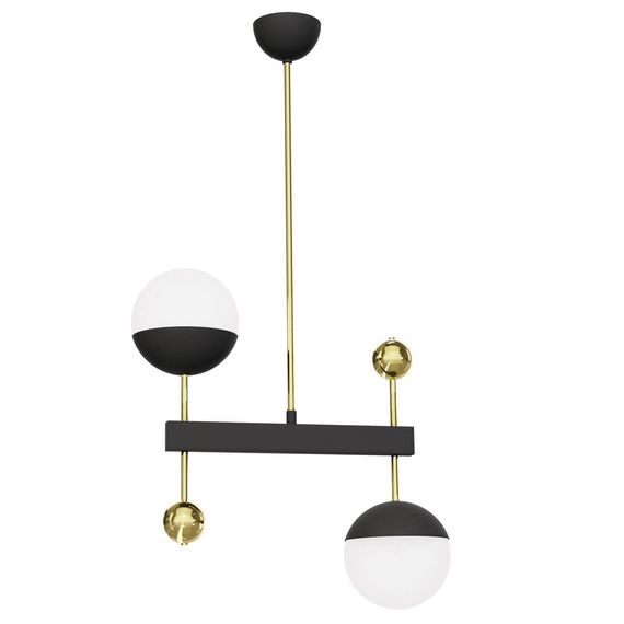 Jupiter nowoczesny żyrandol Dego 2-punktowy mosiądzowany klosz biały 1986