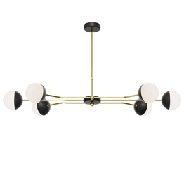 TRENTO nowoczesny żyrandol 6-punktowy czarny/mosiądzowany 1981