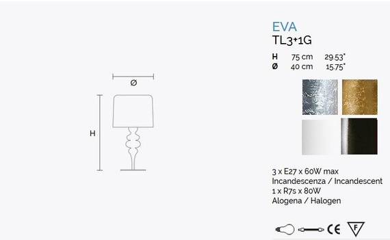 Lampka Stołowa MASIERO Eva TL3+1G biała