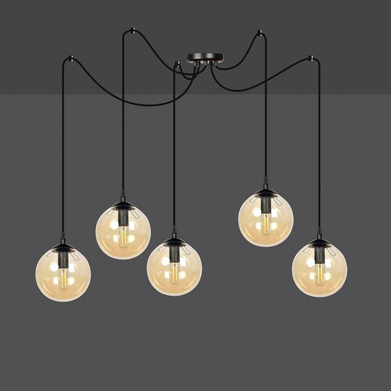 Wisząca lampa GIGI 5 BL MIODOWY czarny (938/5) - Emibig