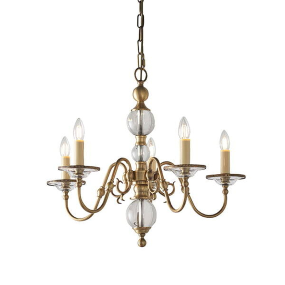 Interiors CA20P5B Lampa wisząca Tilburg 5 Antyczny mosiądz