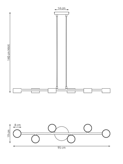 Lampa Wisząca Emibig Megara 6 Bl (1439/6)