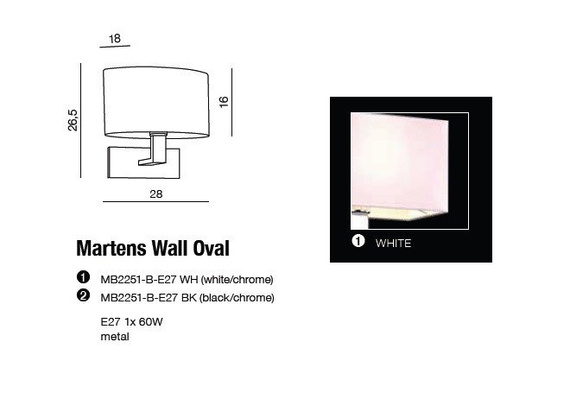 Martens AZ1525 biały Lampa Ścienna Azzardo