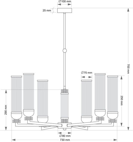 Lampa wisząca Kutek Izano IZA-ZW-6(BN/3)B