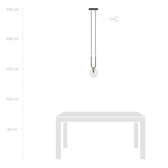 Wisząca lampa GLAM 1 BLACK/TRANSPARENT czarny (1114/1) - Emibig