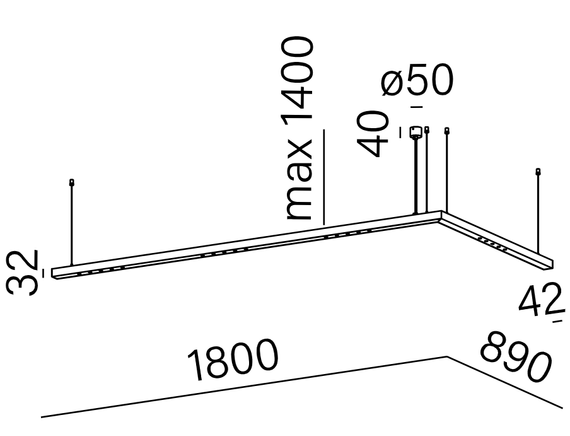 Aqform Lens RC Zwis nowoczesny czarny 50444-L930-W3-00-12