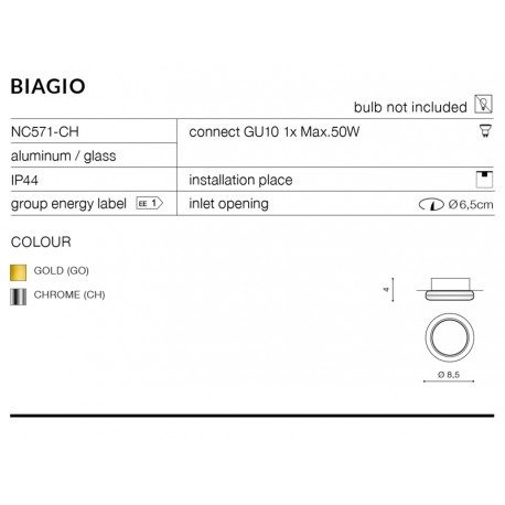 AZzardo Biagio AZ1493 złoty oprawa wpuszczana