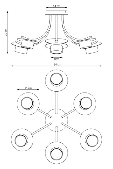 Żyrandol Emibig Enso 6 Bl (1445/6)