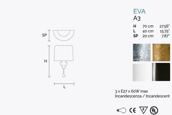 Kinkiet MASIERO EVA A3 srebrny